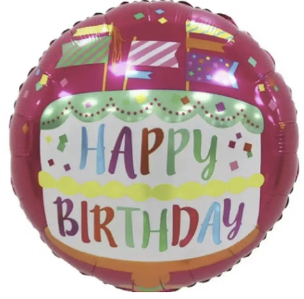 Р044 Коло 18" КИТАЙ-КТ Happy Birthday на червоному, фото 1