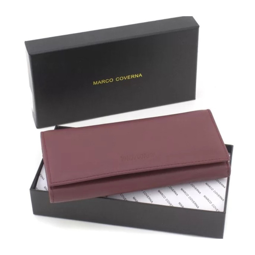 Жіночий шкіряний зручний гаманець Marco Coverna (051) бордовий, фото 1