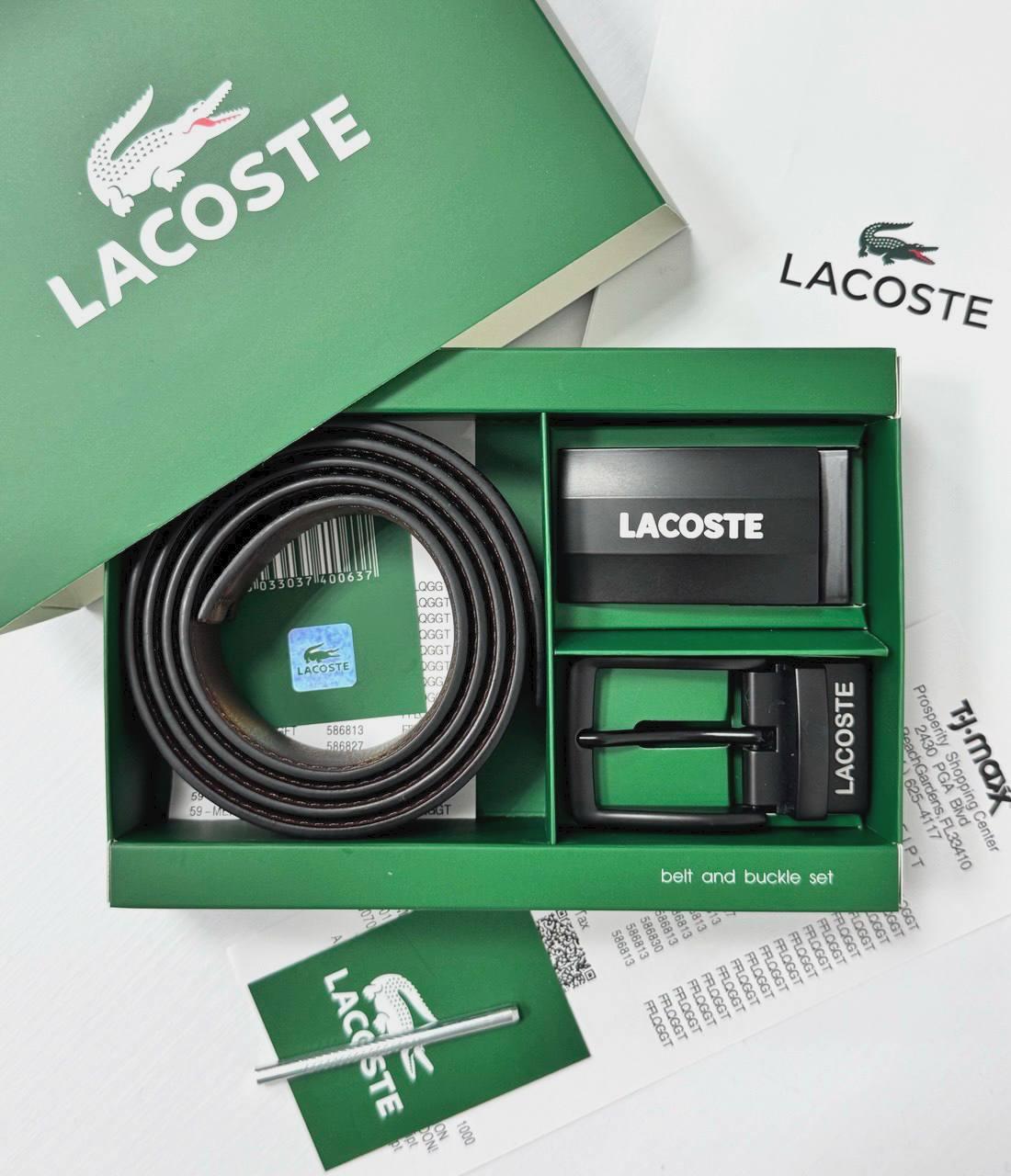 Чоловічий набір, ремінь з двома пряжками Lacoste (989-1)