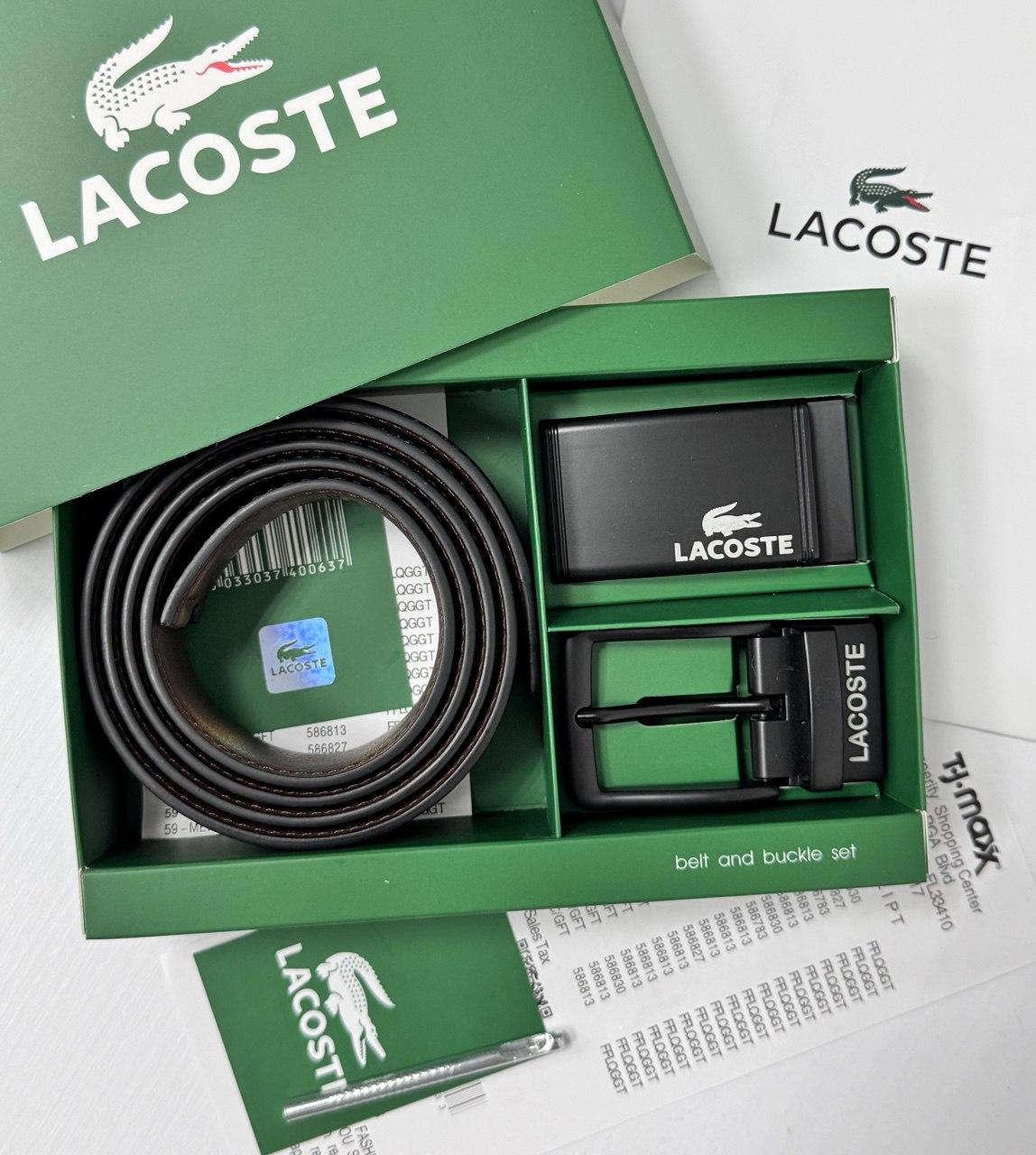 Чоловічий набір, ремінь з двома пряжками Lacoste (988-1)