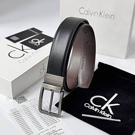 Двосторонній шкіряний ремінь у подарунковій упаковці (450) чорний/коричневий