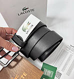 Чоловічий шкіряний брендовий ремінь Lacoste (987) чорний, фото 4