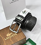Чоловічий шкіряний брендовий ремінь Lacoste (987) чорний, фото 5