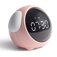 Будильник нічник Піксельний з голосовим керування Багатофункціональний Дитячий Рожевий