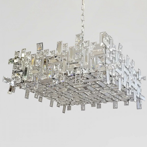 Підвісна квадратна люстра з кристалами  61 см Artlight цоколь  ламп 10 шт колір  1114/60+60CH