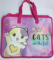 Папка-портф з тканини. ручок №14082 Cats are the best (25,5*32*8,5) 12уп