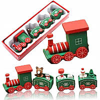 Новорічна іграшка під ялинку Різдвяний дерев'яний зелений поїзд магія свята у вашому домі!