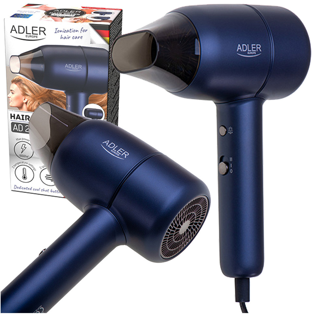 Фен Adler AD 2279b— 1800 Вт, іонізація, холодне повітря, концентратор