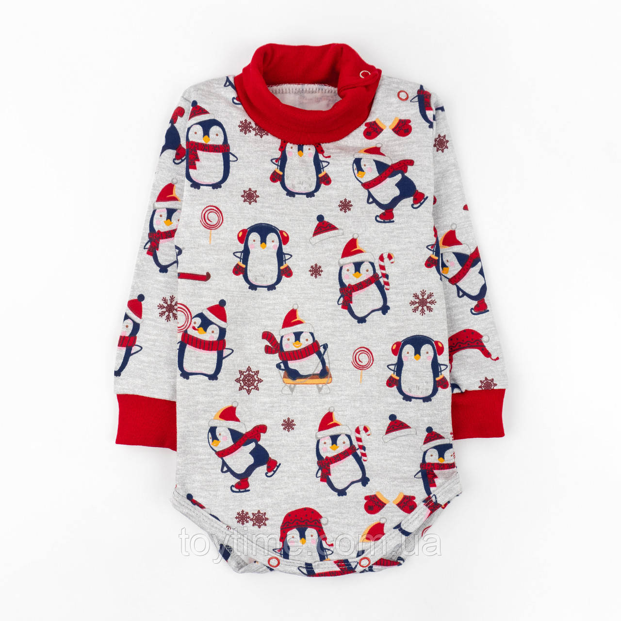 Боді новорічне з високою горловиною та начосом з пінгвінами Christmas penguin, фото 1