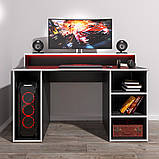 Комп'ютерний стіл+ подарунки , геймерський з надставкою Маршал Чорний з білою крайкою, фото 5