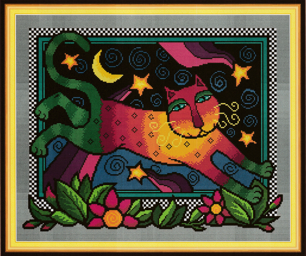Набір для вишивання за нанесеною на канву схемою “Rainbow Cat”.AIDA 14CT printed , 50*42 см, фото 1