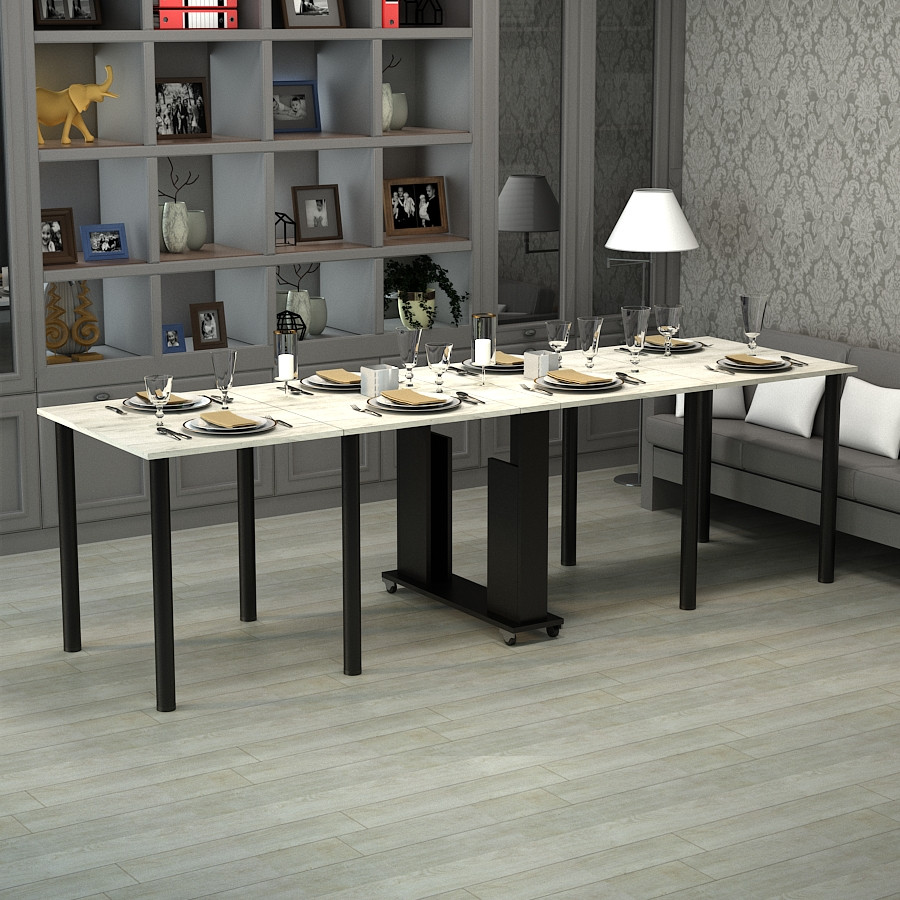 Кухонний стіл "Діалог" Дуб Крафт Білий (2750x800x730) Дуб Крафт білий Гамма стиль, фото 1