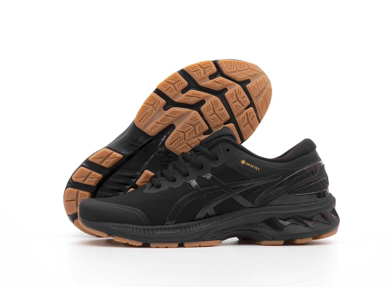 Чоловічі кросівки Asics Air Gel-Kayano 27 Black Brown Чорні Взуття Асікс Аір Гель Каяно 27 текстиль Гор-Текс демісезон