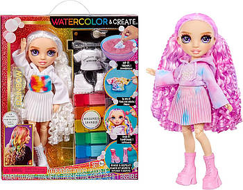 Лялька Рейнбоу Хай Розфарбуй мене Фіолетові очі Rainbow High Watercolor & Create Fashion DIY Doll