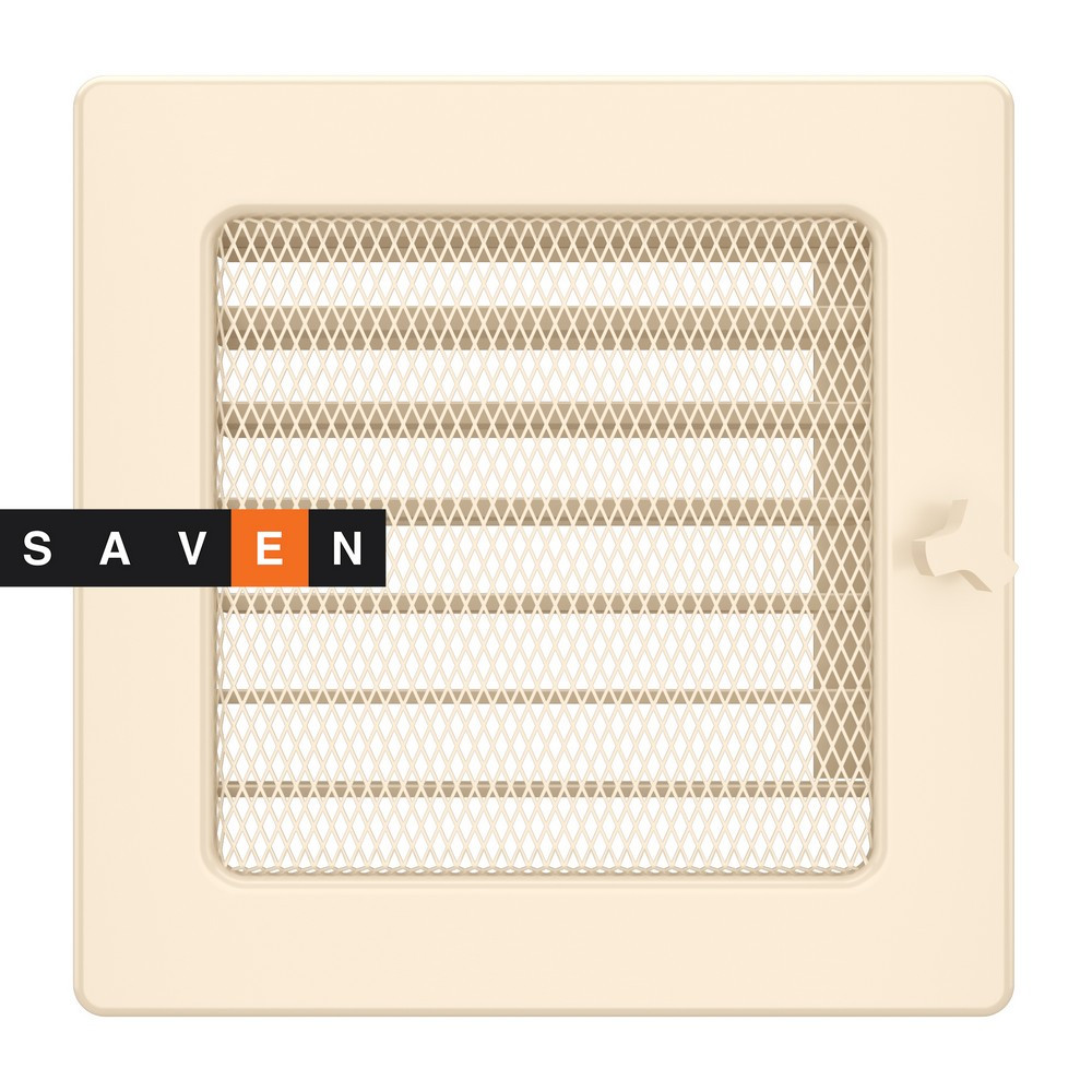 Вентиляційна решітка для каміна SAVEN 17х17 кремова з жалюзі, фото 1