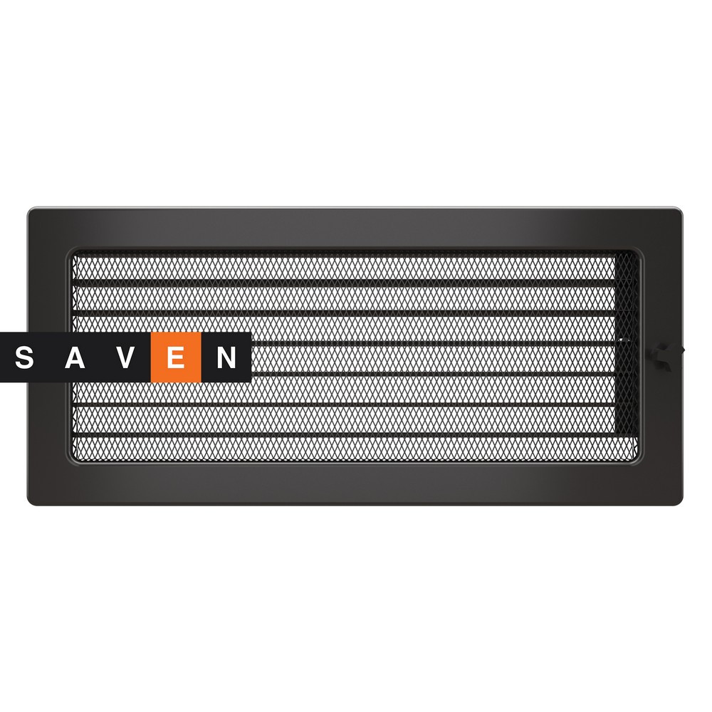 Вентиляційна решітка для каміна SAVEN 17х37 графітова з жалюзі, фото 1