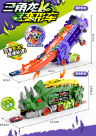 Трейлер динозавр із машинами арт. ZS-222, 2 машинки, у кор. 46*16*21см трейлер розкладається