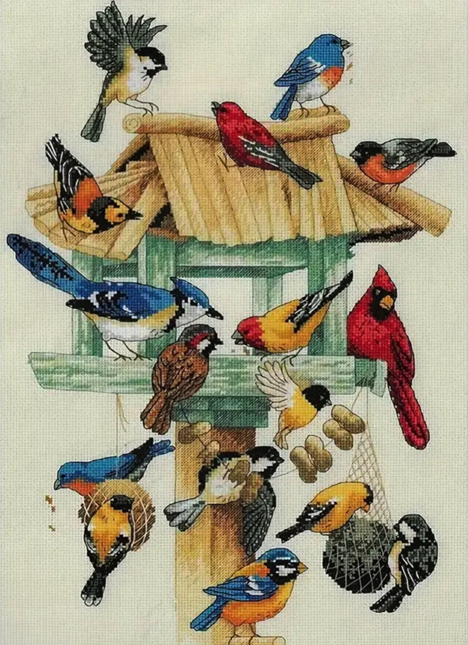 Набір для вишивання за нанесеною на канву схемою "Winter Birds".AIDA 11CT printed , 36*46 см, фото 1