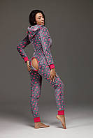 Тепла жіноча піжама з кишенею на попі та капюшоном SweetJama Frozy Приваблива