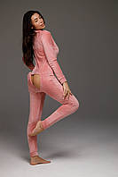 Тепла жіноча піжама з кишенею на попі SweetJama Delight рожева