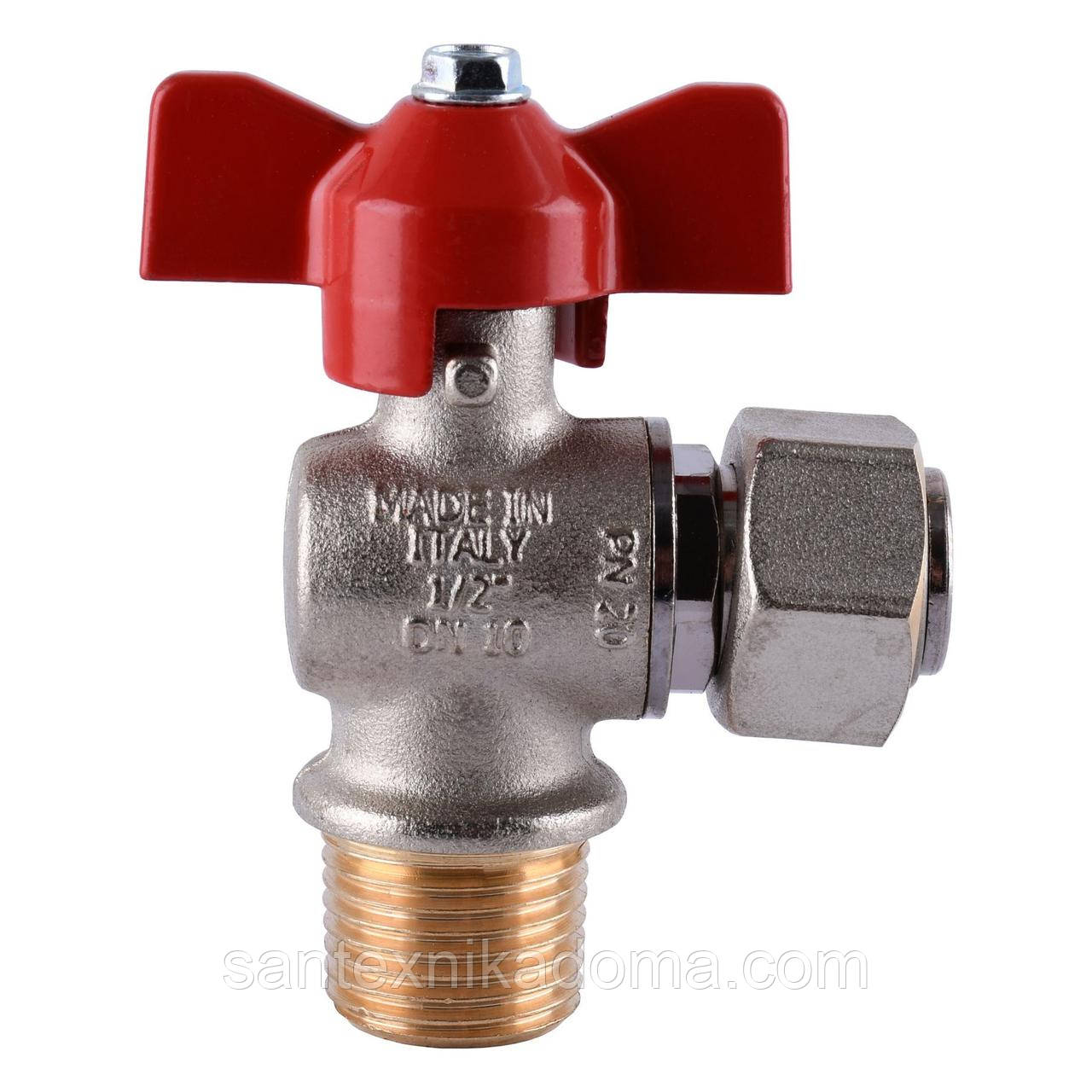 Кран кульовий котловий 1/2″ 301202R кутовий з накидною гайкой TECNOVIELLE S.p.A. Італія