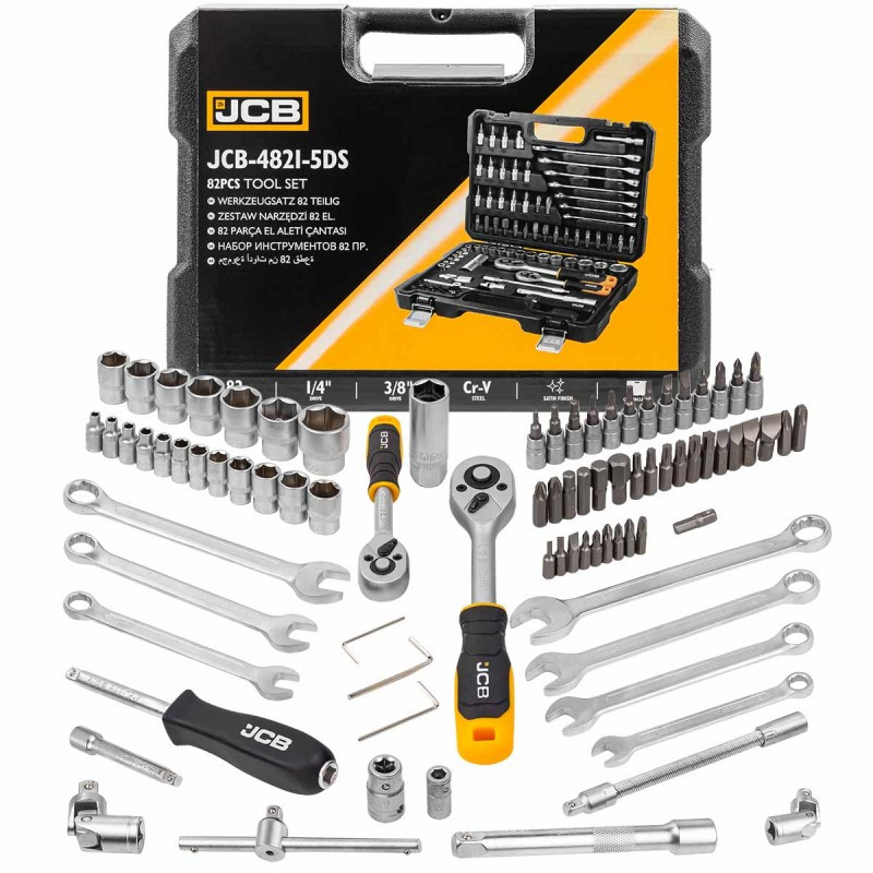 Набір інструментів 82 од. 1/4", 3/8" (6-гр.) (4-22мм) JCB Tools JCB-4821-5DS, фото 1