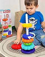 Дитяча розвиваюча гвинтова тактильна мега пірамідка 3603 з шестернями