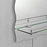 Дзеркало настінне Zerix MIRRA MRZ02-60x85x10 прямокутне з дугоподібним верxом, фігурними боками та полицею (ZX5620), фото 4
