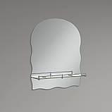 Дзеркало настінне Zerix MIRRA MRZ02-60x85x10 прямокутне з дугоподібним верxом, фігурними боками та полицею (ZX5620), фото 5