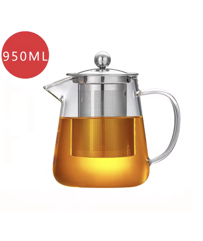 Заварник для чаю з ситечком, 950 мл, скляний з боросилікатного скла, прозорий, з ситом, заварювальний, фото 1