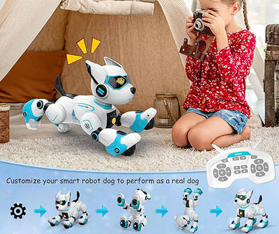 Кумедний іграшковий улюбленець дитині на р/у Розумна робо собачка пес робить трюки танцює співає Казки сенсор світло