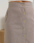 Жіноча тепла спідниця Ембер беж, демісезонна спідниця міді з декоративними ґудзиками, фото 9