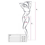 Еротичні колготки-бодістокінг Passion S010 червоні з геометричним малюнком для кокетливого образу, фото 4