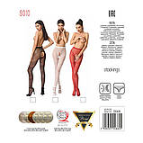 Еротичні колготки-бодістокінг Passion S010 червоні з геометричним малюнком для кокетливого образу, фото 5