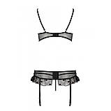 Сексуальний комплект з поясом для панчох Passion LOVELIA чорний для романтичних зустрічей з бюстгальтером та, фото 6