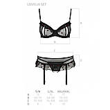 Сексуальний комплект з поясом для панчох Passion LOVELIA чорний для романтичних побачень з бюстгальтером та, фото 7