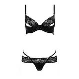 Комплект білизни Passion North Set чорний ліф та трусики з мереживом для романтичних вечорів, фото 5