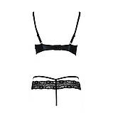 Комплект білизни Passion North Set чорний ліф та трусики з мереживом для романтичних вечорів, фото 6