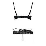 Комплект білизни Passion North Set чорний з мереживними вставками для романтичних вечорів та спокуси, фото 6