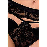 Комплект еротичної білизни Passion TONYA SET для романтичних вечорів чорний бюстгальтер пояс трусики, фото 5