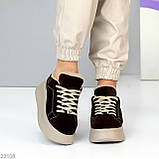 Жіночі зимові коричневі кеді , жіночі зимові кросівки на високій підошві, зимові жіночі кеди на високій підошві, фото 2