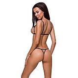 Відверті трусики-стрепи з мереживом Passion Exclusive для спокусливого образу чорні, фото 2