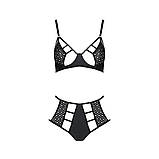 Комплект білизни Passion TASMINA SET ліф та трусики з корсетом для сексуального образу L/XL чорний, фото 3