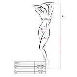 Бодістокінг Passion BS017 чорний мереживний комбінезон для сексуальних ігор з імітацією панчохи та пояса, фото 4