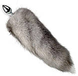 Металева анальна пробка з хвостом з хутра для рольових ігор анальної стимуляції розмір M, фото 3