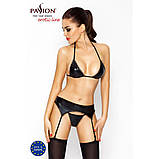 Комплект еротичної білизни Passion CAPRI SET міні-бікіні стрінги пояс для панчохи чорний для романтичних, фото 2