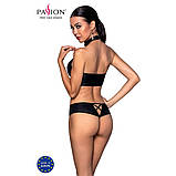 Комплект з еко-шкіри Passion Nancy Bikini для еротичних фотосесій та рольових ігор бра та трусики зі шнурівкою, фото 2
