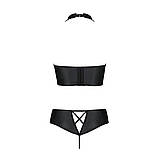 Комплект з еко-шкіри Passion Nancy Bikini для еротичних фотосесій та рольових ігор бра та трусики зі шнурівкою, фото 6