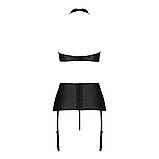 Комплект із еко-шкіри зі шнурівкою для жінок топ трусики пояс для панчох сексуальна білизна L/XL, фото 4