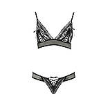 Комплект білизни Passion ERZA SET чорний для жінок з мереживним бюстгальтером та трусиками для комфорту та, фото 3